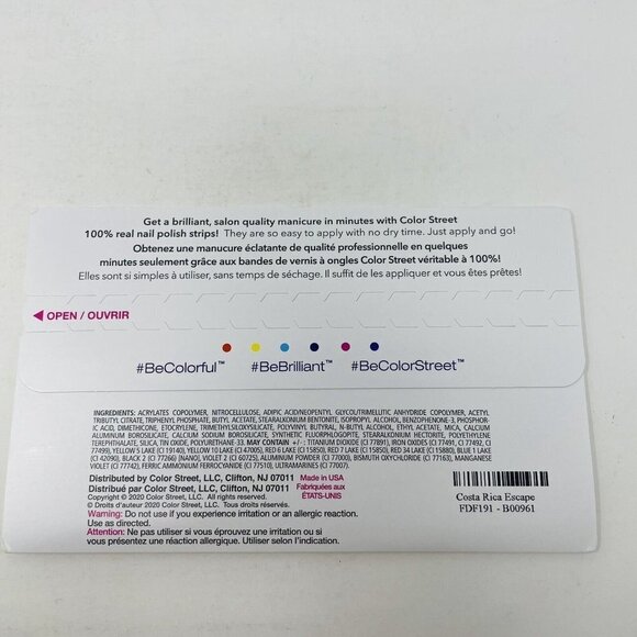 Color Street 100% Real Nail Polish Strips Costa Rica Escape Art Design RETIRED - Picture 3 of 4